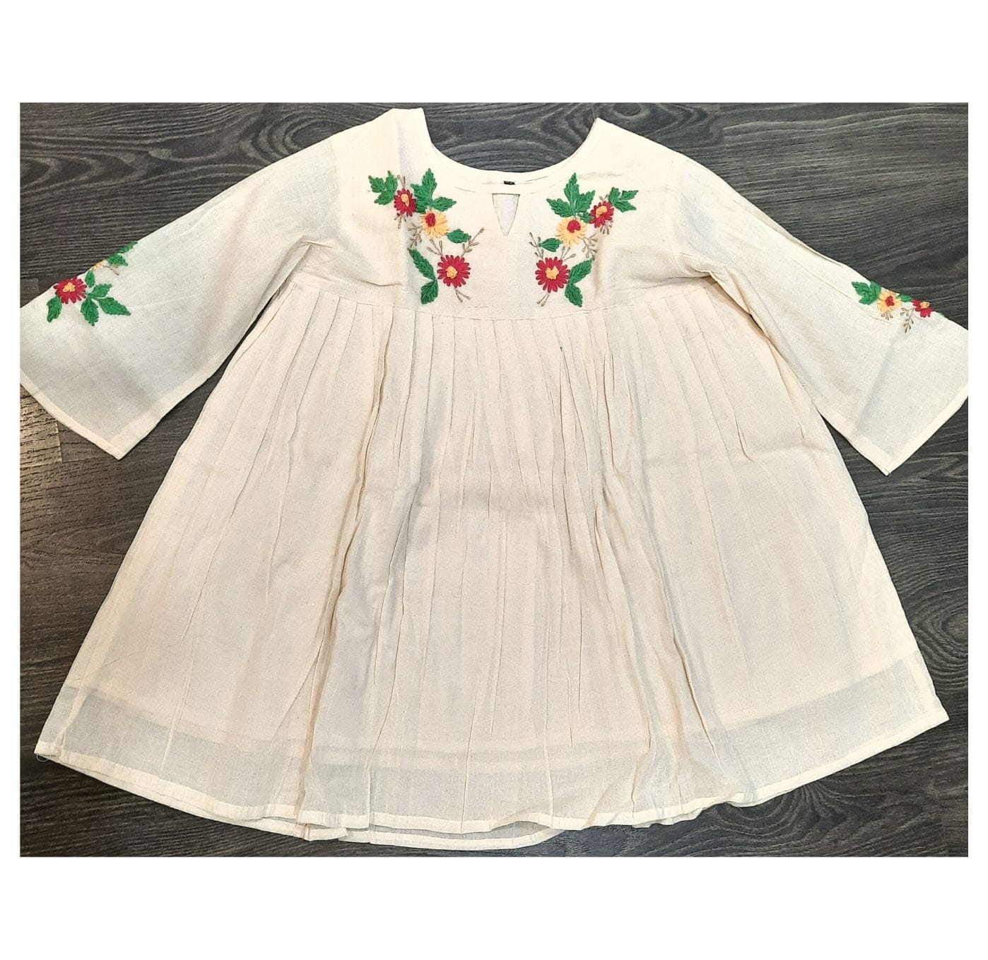 Embroidered Cotton White Long Top