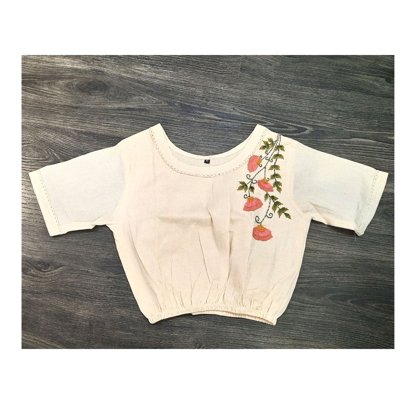 Embroidered Cotton crop top