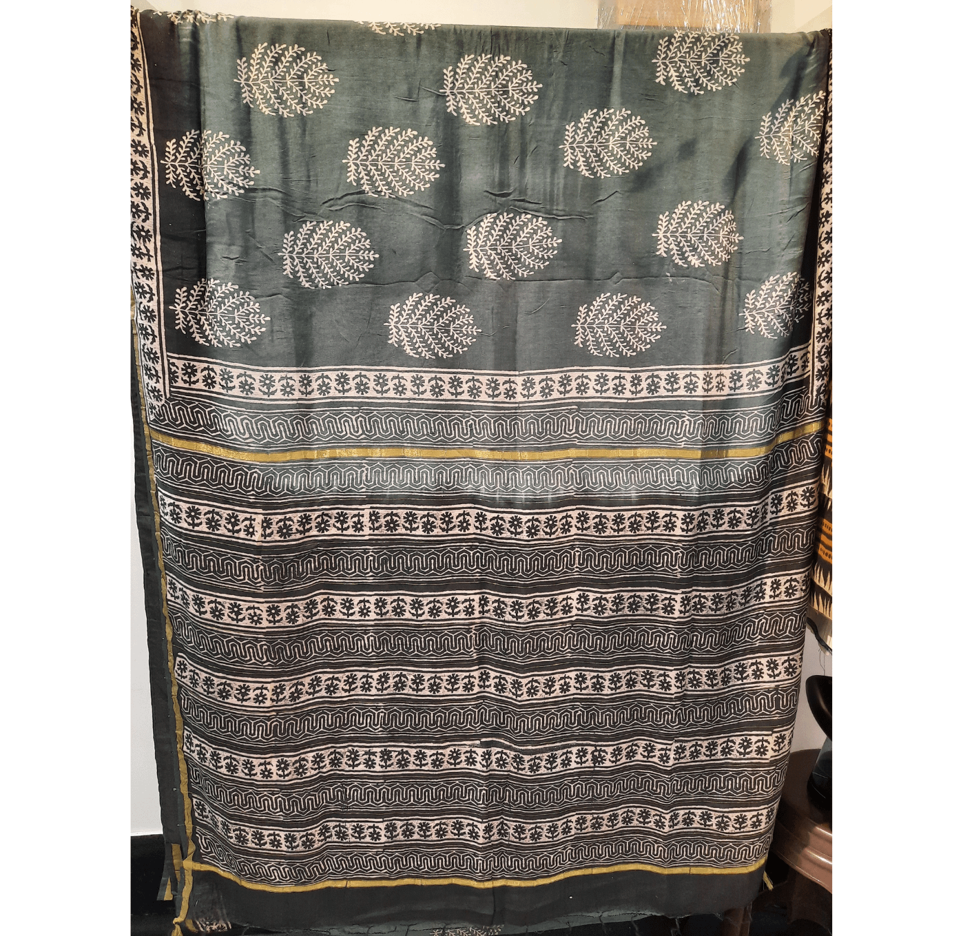 Chanderi Silk cotton Saree with Bagru Print