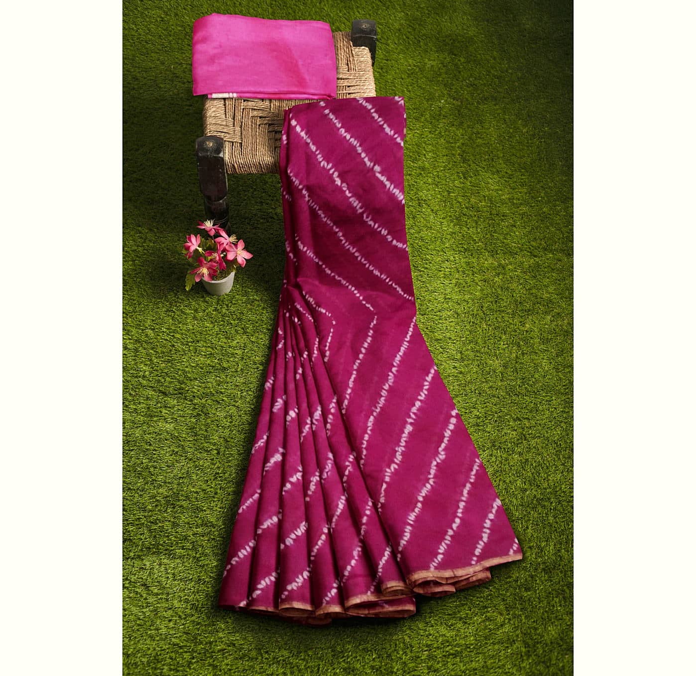 Chanderi Silk cotton Saree With Bagru Block Print 4