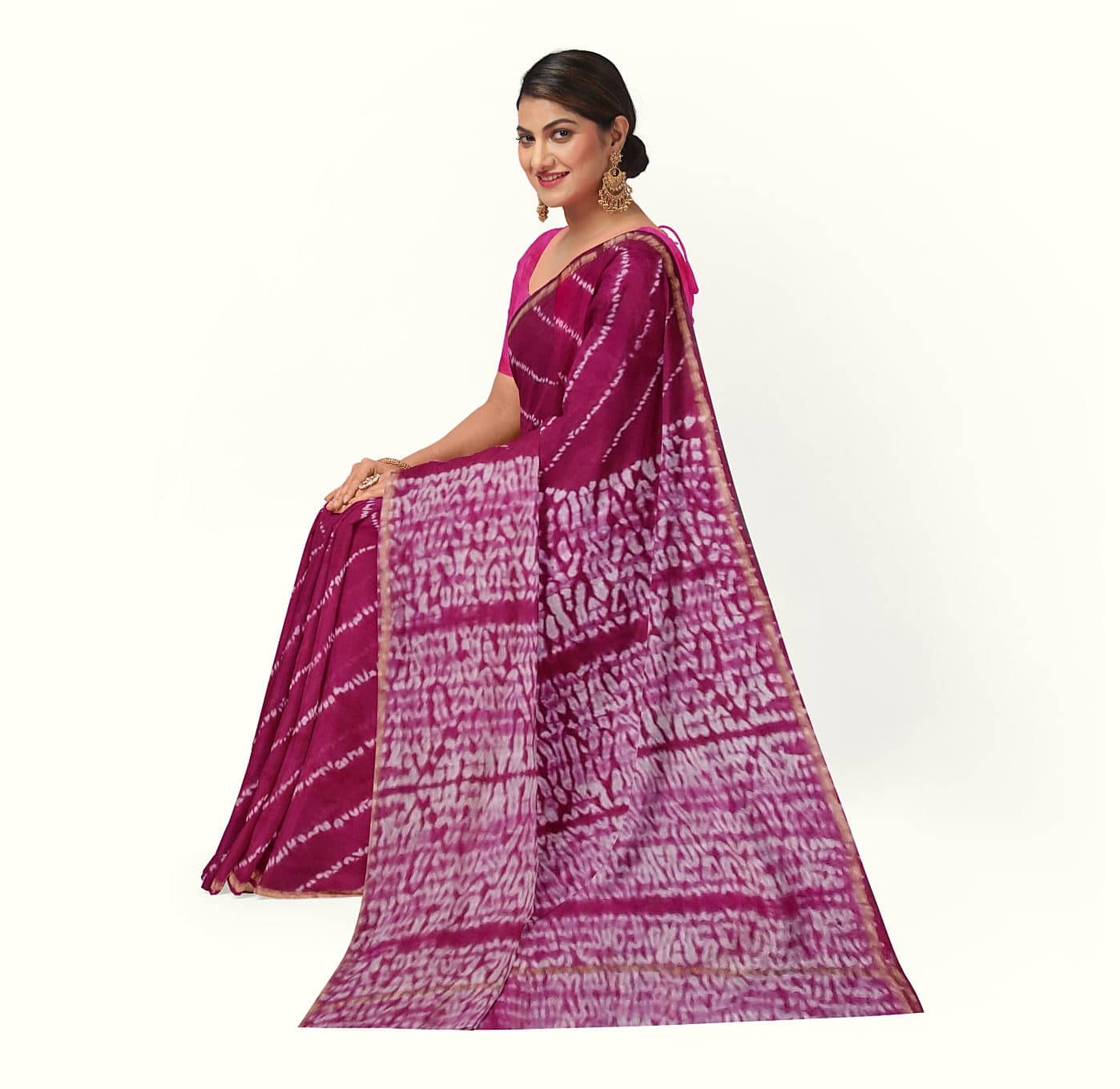 Chanderi Silk cotton Saree With Bagru Block Print 3