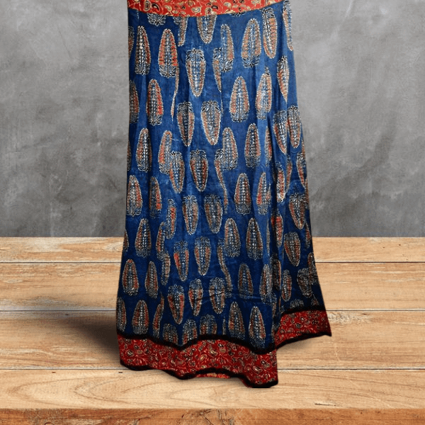 Ajrak Hand block printed Long skirt